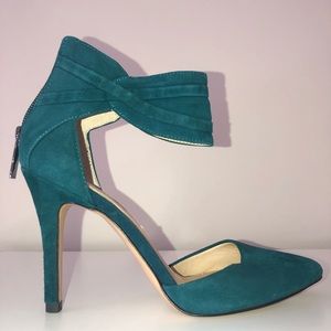 Prussian blue /blue -green Suede high heels